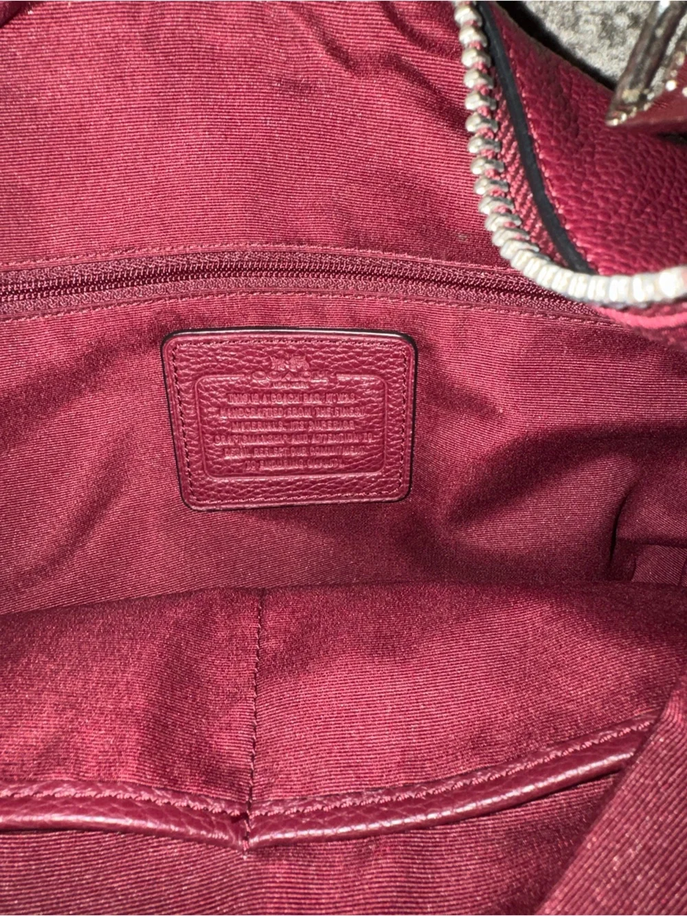 Coach Pebbled Leather Hobo in Deep Wine